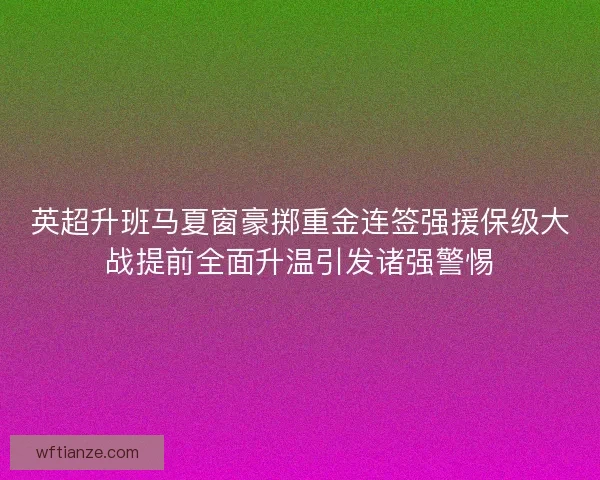 英超升班马夏窗豪掷重金连签强援保级大战提前全面升温引发诸强警惕
